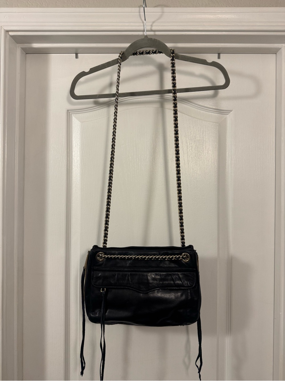 Rebecca Minkoff Swing Convertible Black Leather Chain-Strap Crossbody Purse - Picture 10 of 13